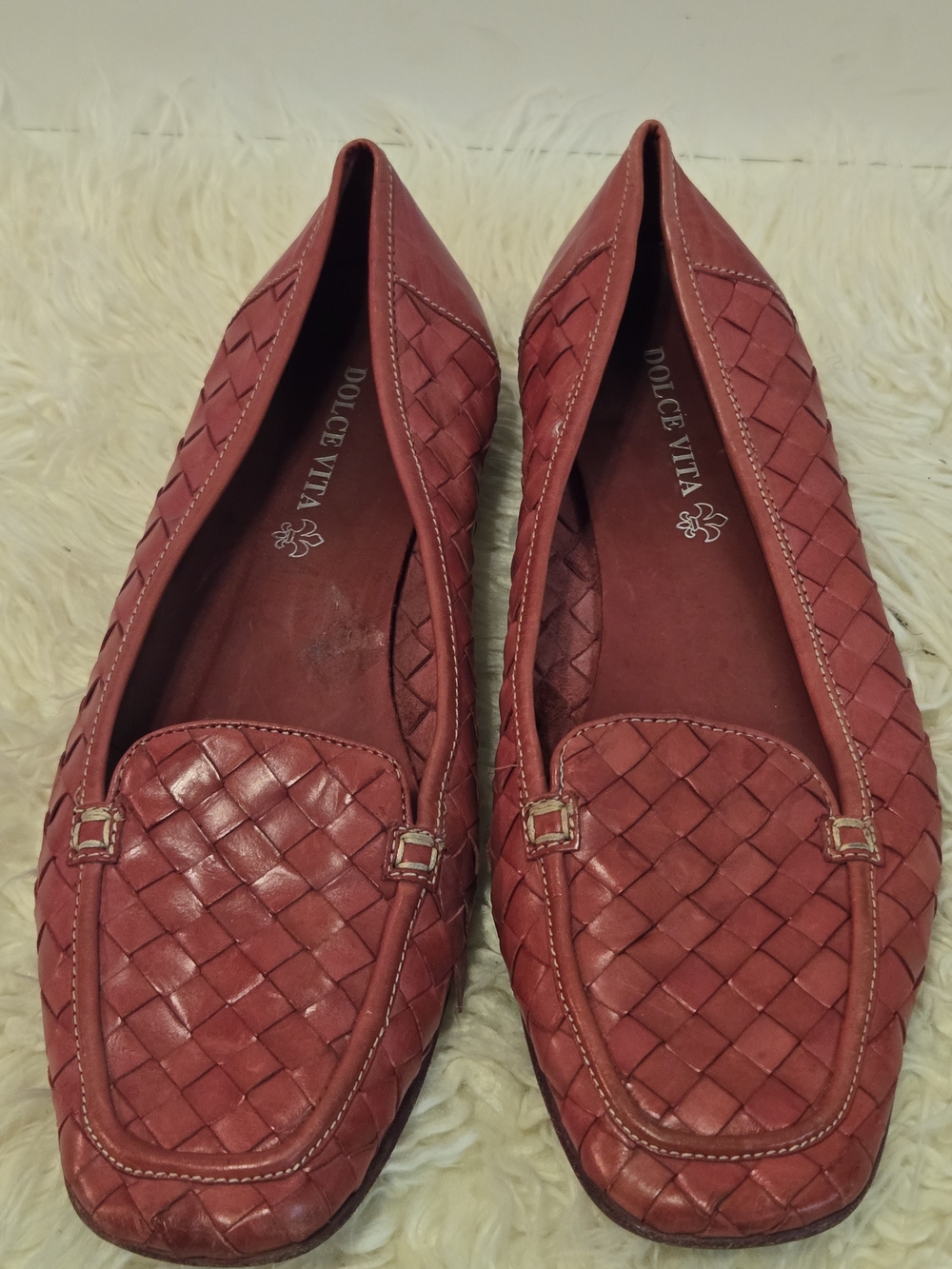 Dolce Vita Women's Red Woven Leather Loafers